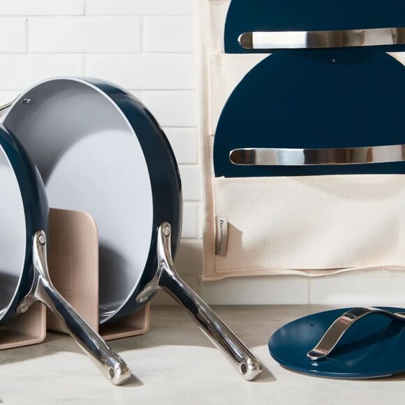 CARAWAY Home Pan Lid Tray Holders Organizers Storage Beige Taupe Gray NEW - Picture 8 of 9